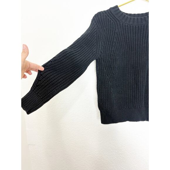 Everlane Texture Cotton Crewneck Sweater Size Small Black Fisherman Grandpa - Picture 7 of 11